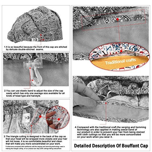 GUOER Hat Bouffant Cap One Size Multi Color (Color06) - Image 5