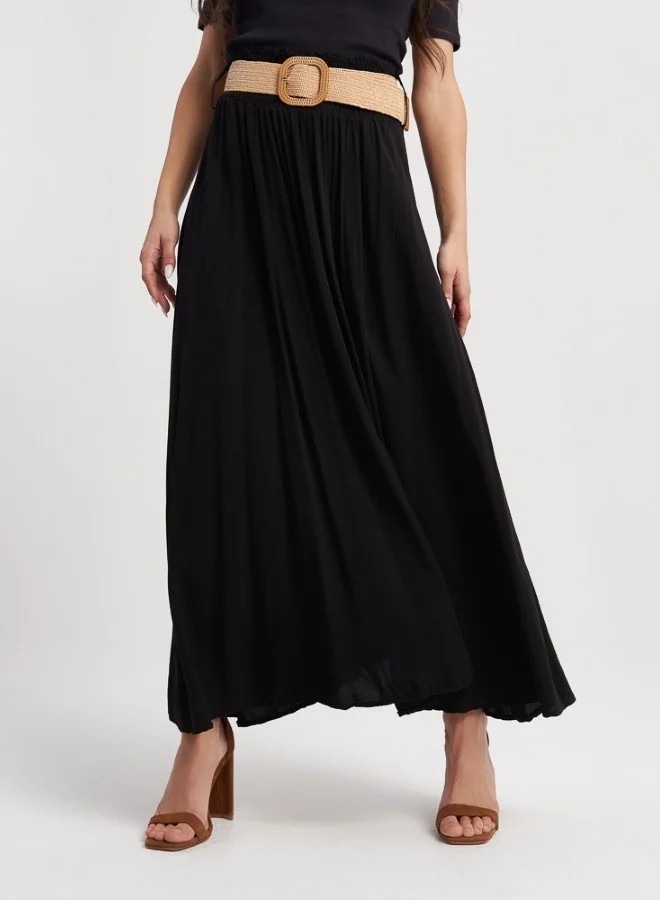 HaILYS Black Maxi Skirt with Belt