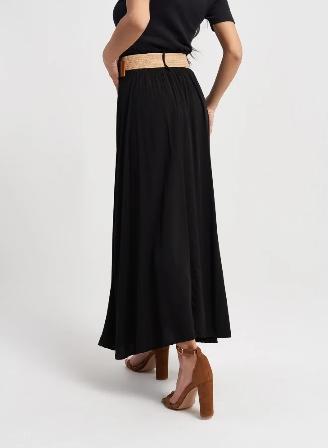 HaILYS Black Maxi Skirt with Belt