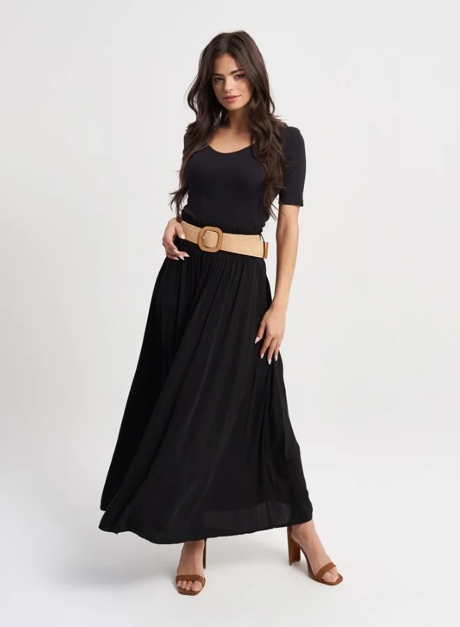 HaILYS Black Maxi Skirt with Belt