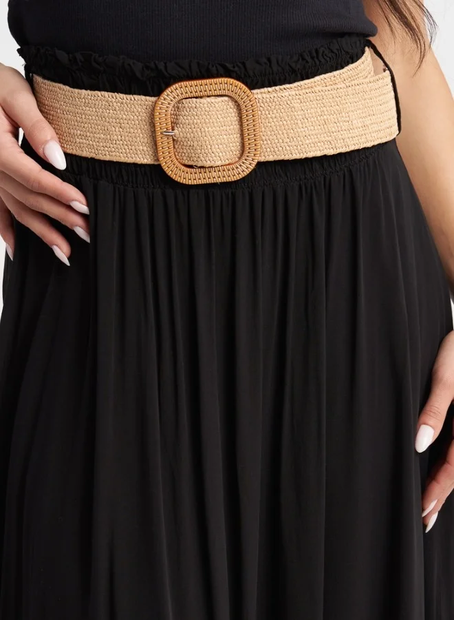 HaILYS Black Maxi Skirt with Belt