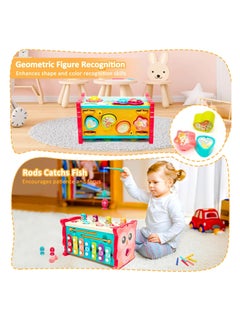 ARGT 8-in-1 Montessori Activity Box – Educational Toddler Toys with Xylophone, Whack-a-Mole, Magnetic Fishing, Clock, Pull-Along & More – Sensory Learning Toy for Boys & Girls Ages 1-4 Years  - Image 3