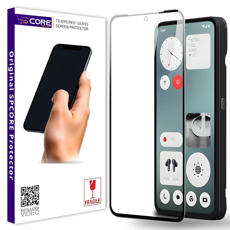 SPCORE Tempered Glass Screen Protector Compatible for Nothing CMF Phone 1 (Black) Edge to Edge Coverage with Easy Installation Kit - Image 1