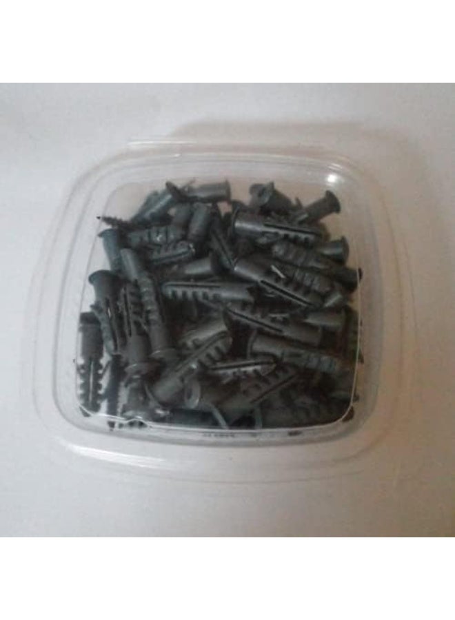 عدد 100 مسمار بورمة 6 ملم طول 3.5 سم - لون اسود، عدد 100 فيشر بلاستيك 6 مللي - Image 4