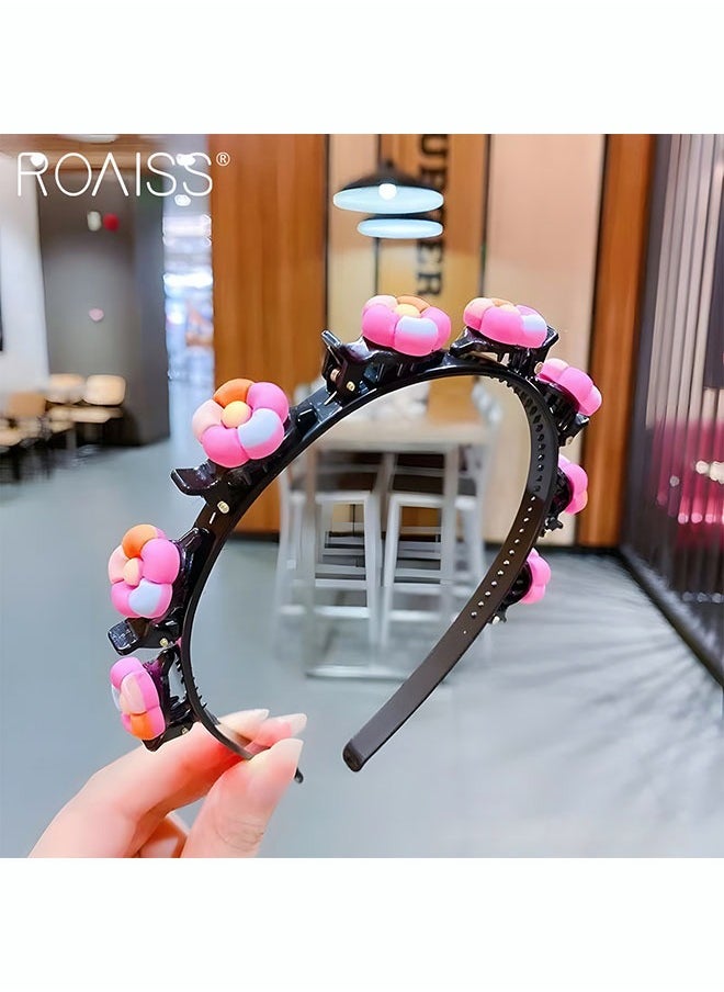 رويس مجموعة ربطات شعر كرتونية لطيفة مكونة من 5 قطع، تصميمات مختلفة لتسهيل تنظيم أجزاء شعر الجبين  - Image 2