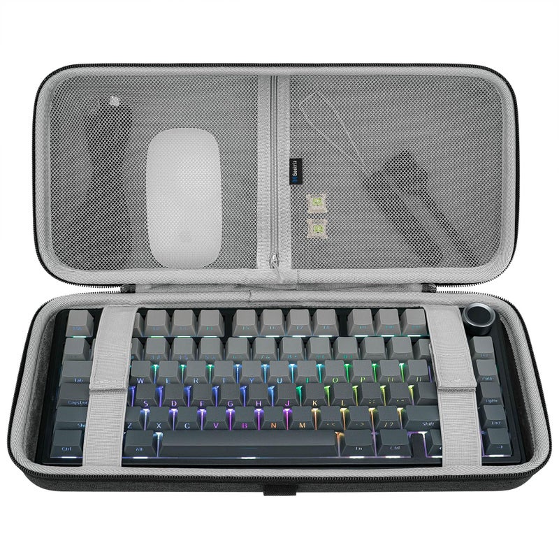 GEEKRIA 75% 84-Key Gaming Keyboard Case, Hard Shell Travel Carrying Bag, Compatible with Keychron K2 / K2 HE, Logitech POP Keys/MX Mechanical Mini, Aula F75 Pro / F75 75% (Extra Space) - Image 1