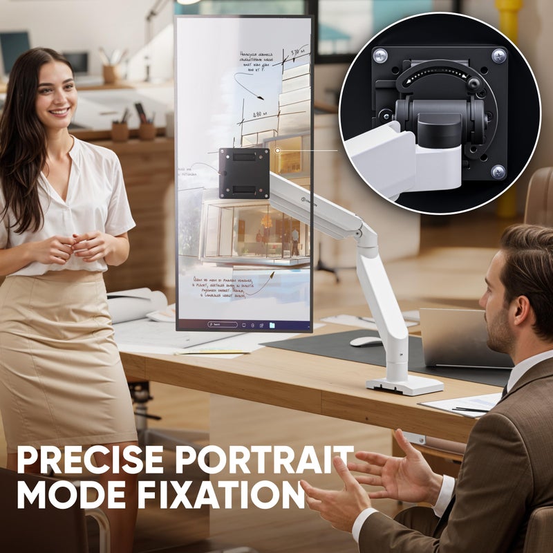 ONKRON Heavy Duty Monitor Arm for 13-55 Inch Flat & Curved Screens up to 55.1 lbs, Ultrawide Screen Arm with Adjustable Gas Spring, VESA 75x75-100x100, Single Monitor Mount for Desk Black-White - Image 5