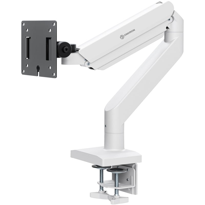 ONKRON Heavy Duty Monitor Arm for 13-55 Inch Flat & Curved Screens up to 55.1 lbs, Ultrawide Screen Arm with Adjustable Gas Spring, VESA 75x75-100x100, Single Monitor Mount for Desk Black-White - Image 1