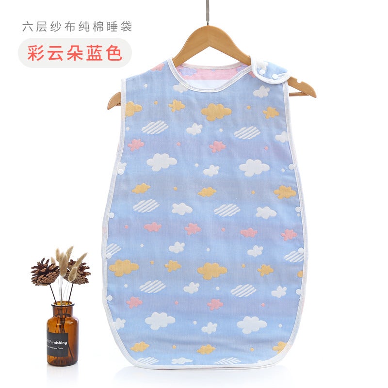 Sleeping Bag Pure Cotton Six-Layer Gauze Kidsren'S Baby Anti-Kick Vest Style Spring, Autumn And Summer Thin Air-Conditioned Room To Prevent Colds - Image 1