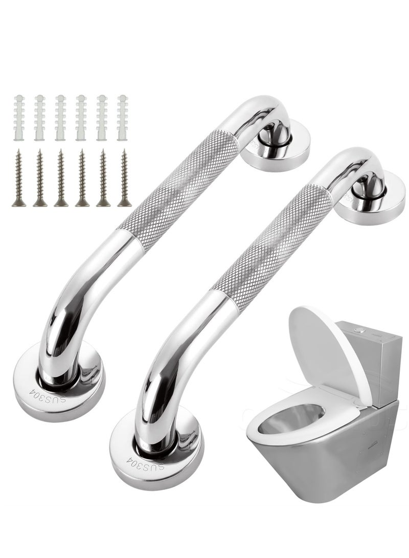 Chrome Stainless Steel Bathroom Grab Rails 30CM Anti Slip Shower Handles for Seniors and Disabled 2 Pack Safety Support Rails - Image 1