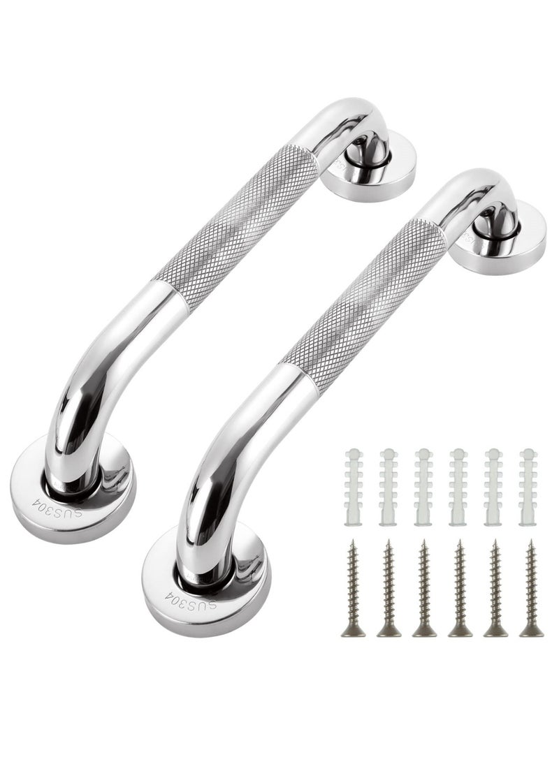 Chrome Stainless Steel Bathroom Grab Rails 30CM Anti Slip Shower Handles for Seniors and Disabled 2 Pack Safety Support Rails - Image 5