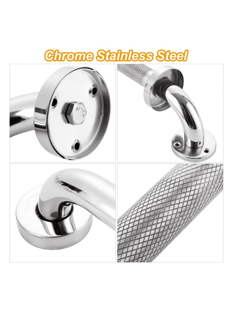 Chrome Stainless Steel Bathroom Grab Rails 30CM Anti Slip Shower Handles for Seniors and Disabled 2 Pack Safety Support Rails - Image 4