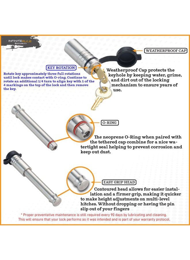 InfiniteRule Security 61660 | 3 Pack Mixed 3.0, Keyed Alike, Hitch Locks Compatible with B&W 2" & 2.5" Tow & Stow 10K LB & 18K LB - Includes Lock for 3.0" Receiver - Image 4