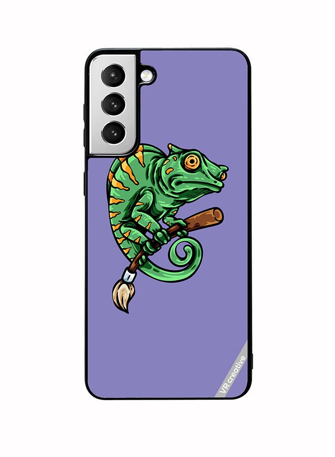 VR CREATIVE Protective Case Cover For Samsung Galaxy S22 Plus 5G Chameleon On Broom Design Multicolour - Image 1