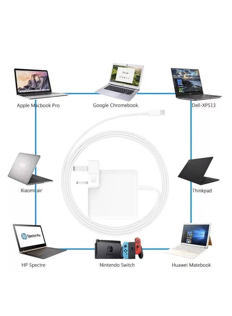 شاحن سريع بديل PD 118 وات من النوع C لجهاز Macbook Pro/Macbook Air مع كابل USB C بطول 2 متر، محول طاقة متوافق مع أجهزة Apple iPad وMacBook Series وHuawei Matebook Series وiPhone 15 وiPhone 16 Series وSamsung Galaxy S23 وS24 Series بواجهة Type C - Image 4