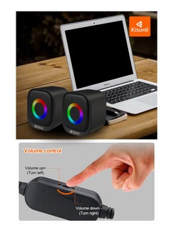 Kisonli Wired RGB Multimedia Speaker for PC and Laptop – 3W / 2.0 Channel X3  - Image 5
