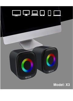 Kisonli Wired RGB Multimedia Speaker for PC and Laptop – 3W / 2.0 Channel X3  - Image 3