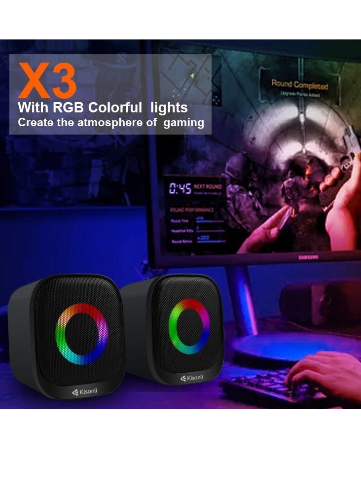 كيسونلي مكبر صوت سلكي للوسائط المتعددة RGB للكمبيوتر الشخصي والكمبيوتر المحمول - 3 وات / 2.0 قناة X3 - Image 4