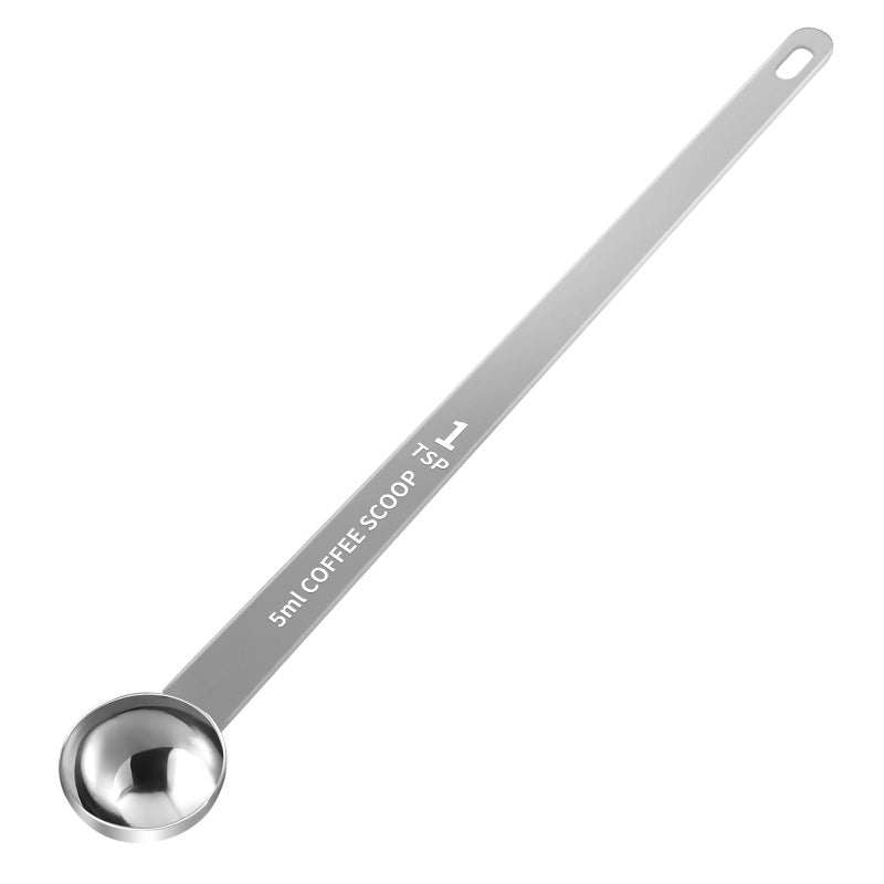 LEIFENY 1PCS 1 Teaspoon Coffee Scoop, 9" Long Handle Measuring Spoon, 1tsp (5 ml) Stainless Steel Scooper - Image 1