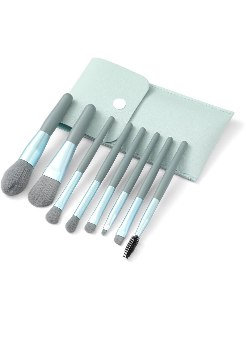 URBANMAC Makeup Brush Set 8PCS Mini With Storage (Blue Gray) - Image 1