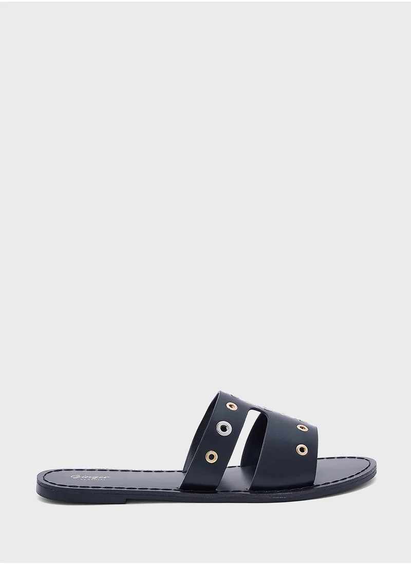 Ginger Eyelet Detail Flat Sandal