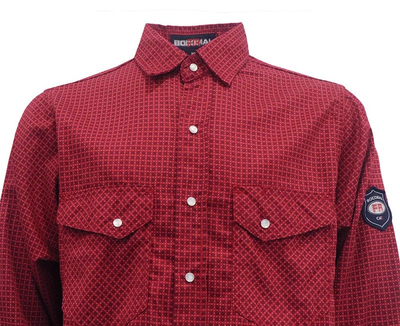 BOCOMAL FR Shirts for Men Printed Plaid Flame Resistant Clothing 6.5oz Cotton Button Up Welding Shirts NFPA2112 CAT2 - Image 4