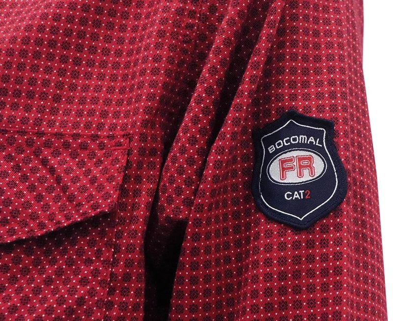 BOCOMAL FR Shirts for Men Printed Plaid Flame Resistant Clothing 6.5oz Cotton Button Up Welding Shirts NFPA2112 CAT2 - Image 5