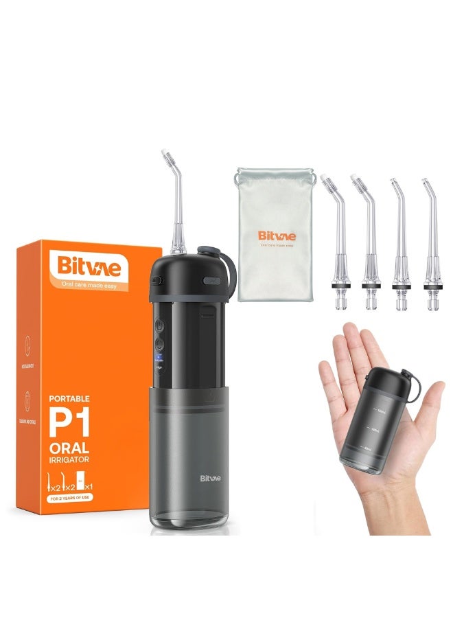 Bitvae P1 Portable Water Flosser for Teeth – Cordless Mini Oral Irrigator with Collapsible Water Tank, 40-Day Battery, Type-C Rechargeable, 360° Rotating Nozzle, IPX7 Waterproof – Travel & Home Use (Black) - Image 1