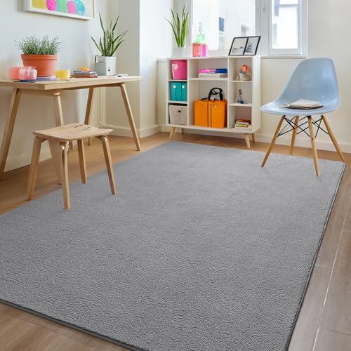 FALARK Gray Rugs for Bedroom Living Room, 4x6 ft Grey Area Rug, Washable Memory Foam Indoor Carpet, Modern Aesthetic Minimalist Non-Slip Carpets for Boys Girls Adults Home Decor - Image 5