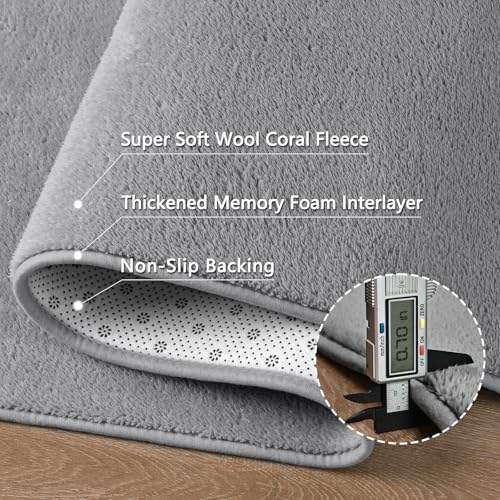 FALARK Gray Rugs for Bedroom Living Room, 4x6 ft Grey Area Rug, Washable Memory Foam Indoor Carpet, Modern Aesthetic Minimalist Non-Slip Carpets for Boys Girls Adults Home Decor - Image 4
