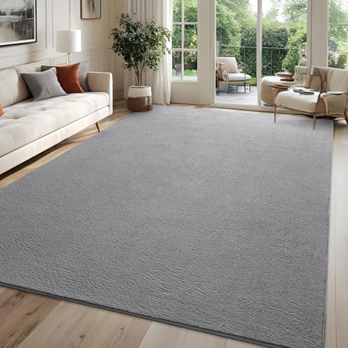 FALARK Gray Rugs for Bedroom Living Room, 4x6 ft Grey Area Rug, Washable Memory Foam Indoor Carpet, Modern Aesthetic Minimalist Non-Slip Carpets for Boys Girls Adults Home Decor - Image 3