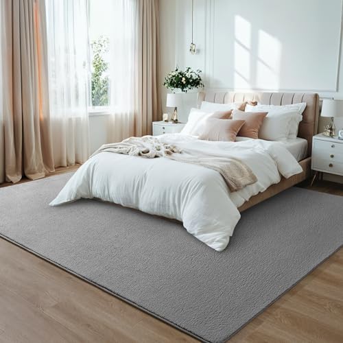 FALARK Gray Rugs for Bedroom Living Room, 4x6 ft Grey Area Rug, Washable Memory Foam Indoor Carpet, Modern Aesthetic Minimalist Non-Slip Carpets for Boys Girls Adults Home Decor - Image 2