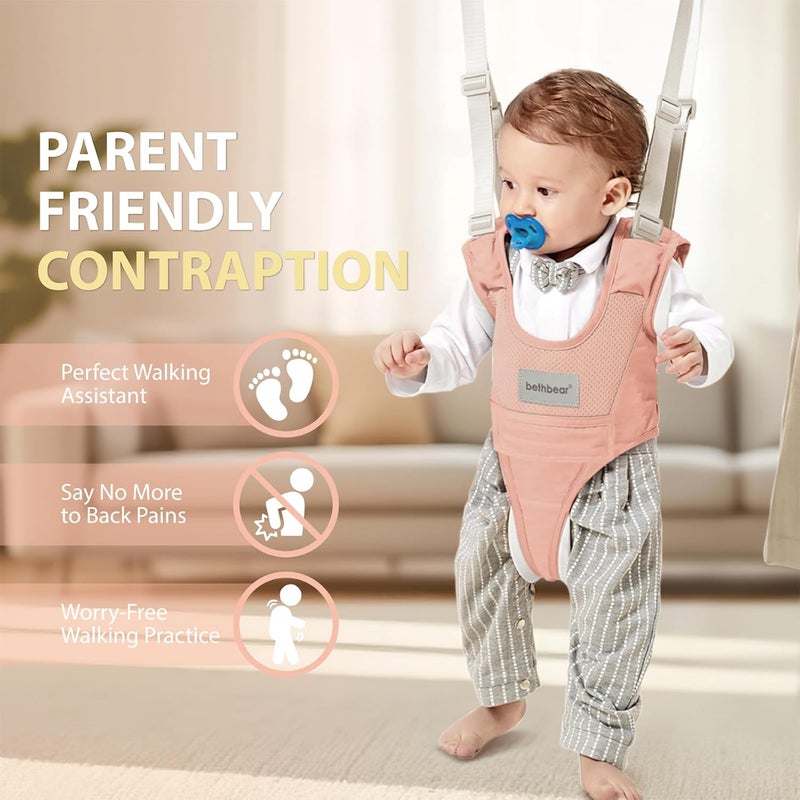 Bethbear Baby Walking Harness-Handheld Assistant Belt- Toddler Infant Walking Aid for Trainer & Support 7-24 Month Old (summer-Pink-1819) - Image 2