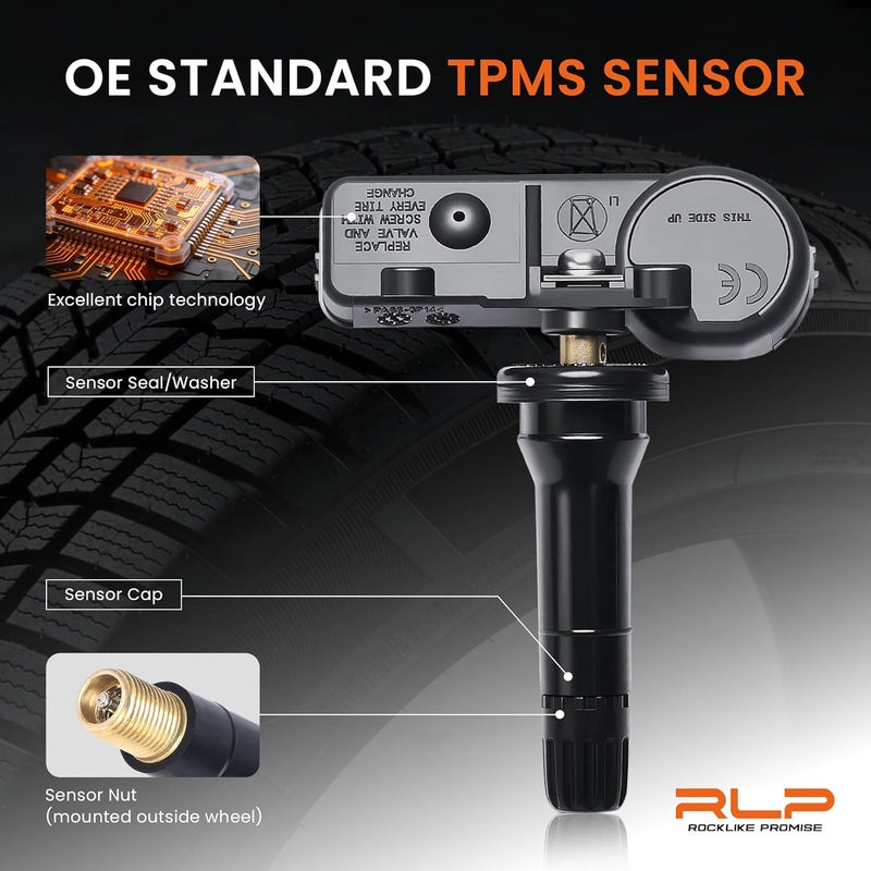 RLP TPMS Tire Pressure Monitoring System Sensor 433MHz Compatible with Jeep Wrangler JK Dodge Ram Charger Replacement for 56029398AB 68142397AA 68241067AA 68241067AB - Image 5