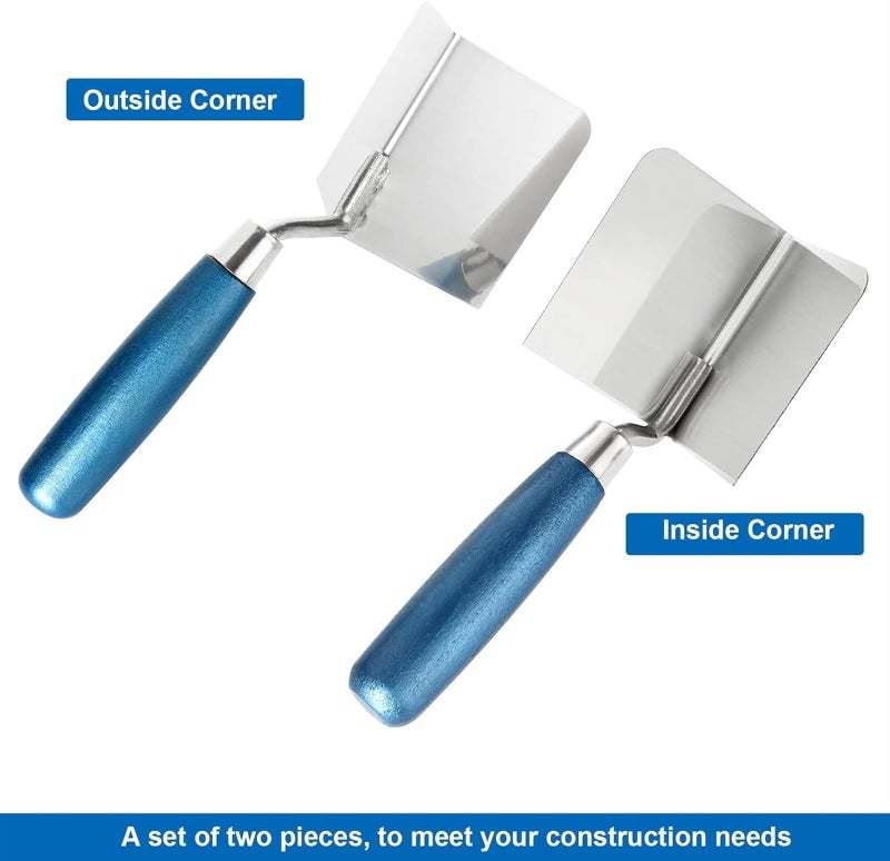 يُسلِّم مجموعة أدوات زوايا الجدران الجبسية، سكين زاوية خارجية 5 بوصات وسكين زاوية داخلية 3.5 بوصات، بمقبض مريح - مجرفة زاوية خارجية وداخلية من الفولاذ المقاوم للصدأ (ملون) - Image 2