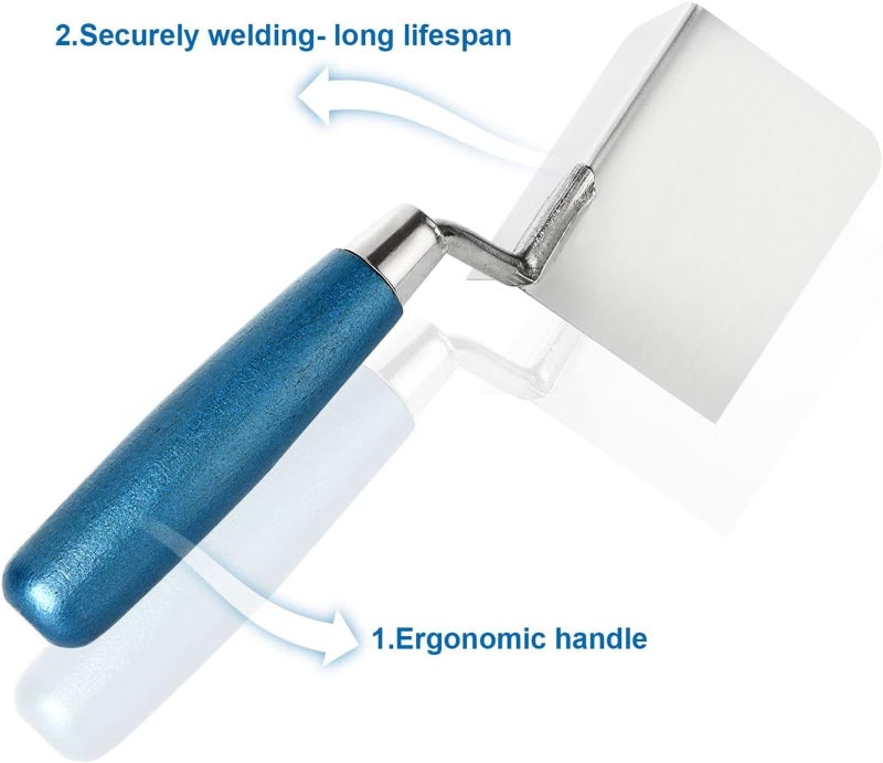 يُسلِّم مجموعة أدوات زوايا الجدران الجبسية، سكين زاوية خارجية 5 بوصات وسكين زاوية داخلية 3.5 بوصات، بمقبض مريح - مجرفة زاوية خارجية وداخلية من الفولاذ المقاوم للصدأ (ملون) - Image 3