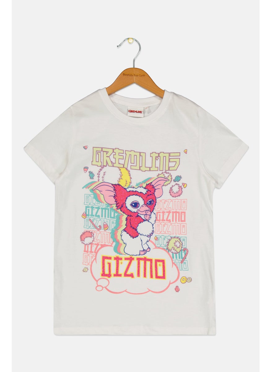 Gremlins Kids Girl Graphic Printed Top, White Combo  - Image 1