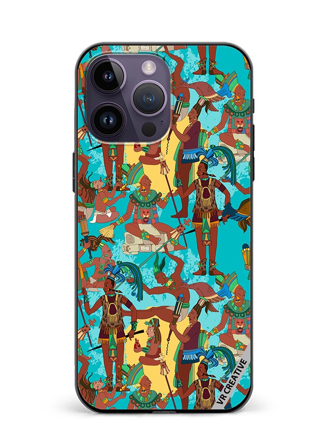 VR CREATIVE Protective Case Cover For Apple iPhone 15 Pro Ancient Mayan Mural Design Multicolour - Image 1