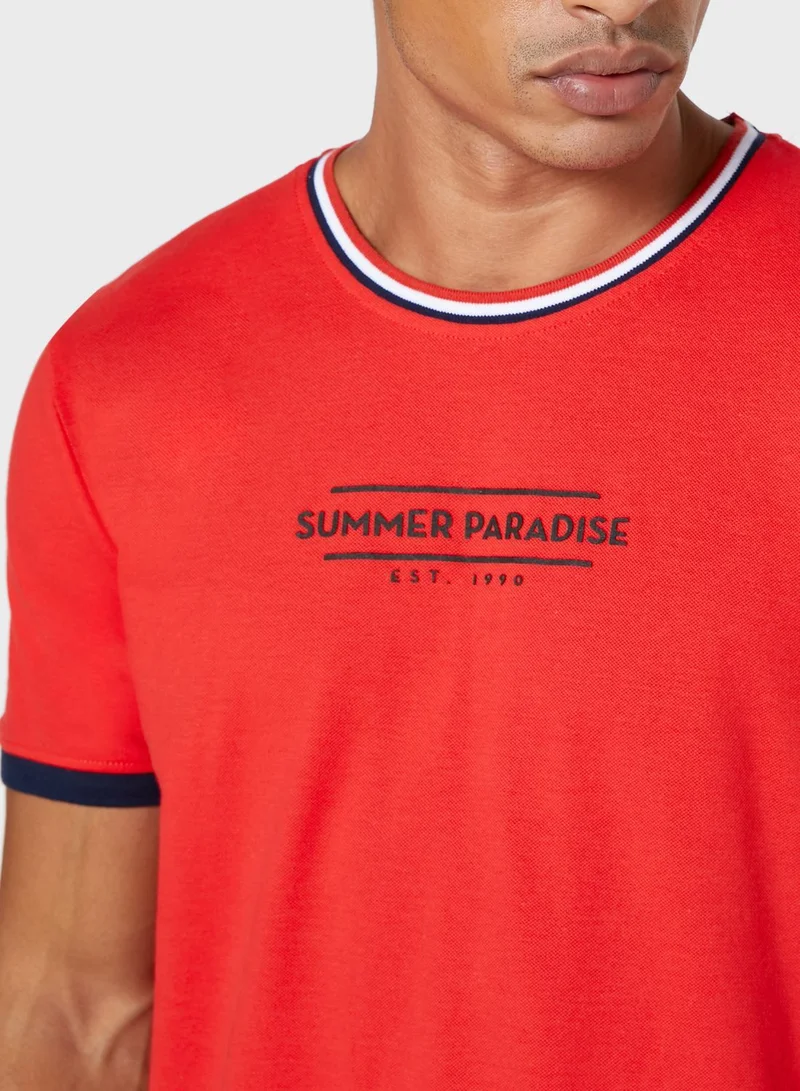 DeFacto Summer Paradise Crew Neck T-Shirt