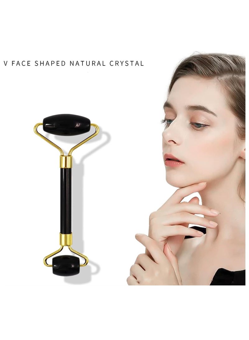 ZGTS Anti-Ageing 100% Natural Black Crystal Quartz Jade Roller for Facial Care - Image 1