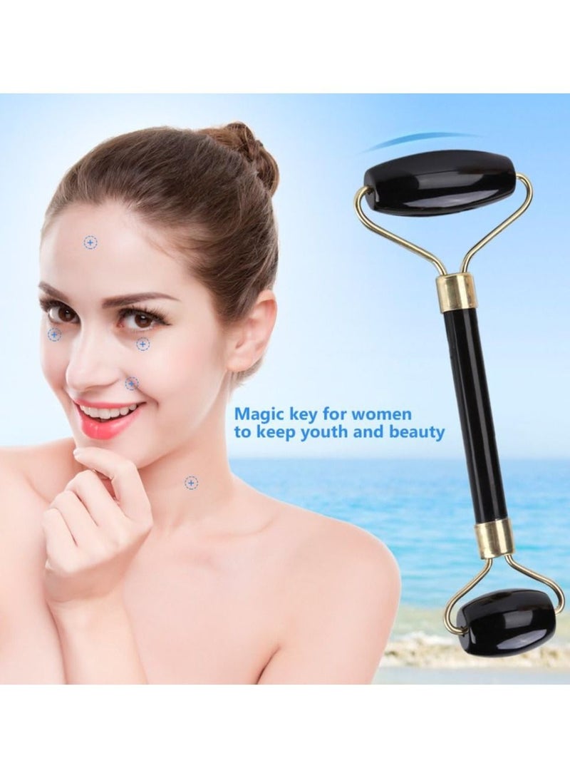 ZGTS Anti-Ageing 100% Natural Black Crystal Quartz Jade Roller for Facial Care - Image 3