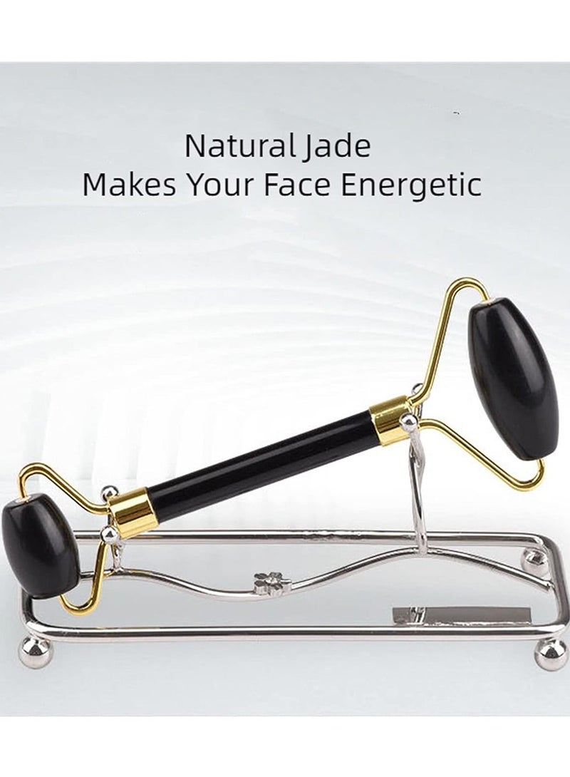 ZGTS Anti-Ageing 100% Natural Black Crystal Quartz Jade Roller for Facial Care - Image 2