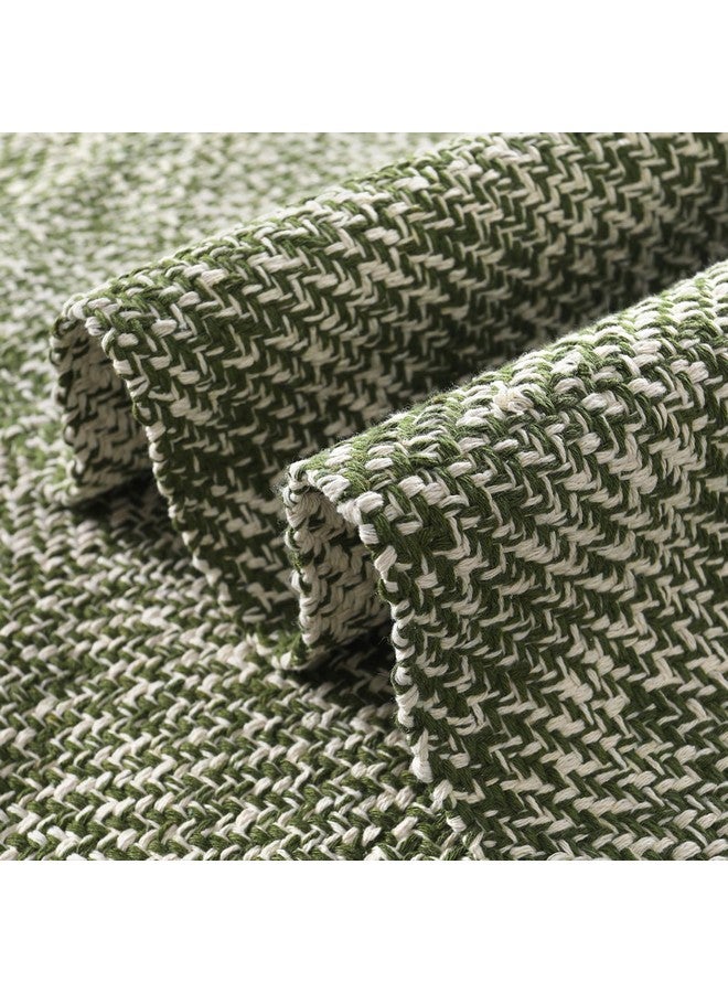 LEEVAN Washable Area Rug 4x6, Hand-Woven Cotton Living Room Rug, Green Braided Bedroom Rug, Farmhouse Indoor/Outdoor Floor Carpet for Patio, Nursery, Office, Playroom, Dining Room - Image 2