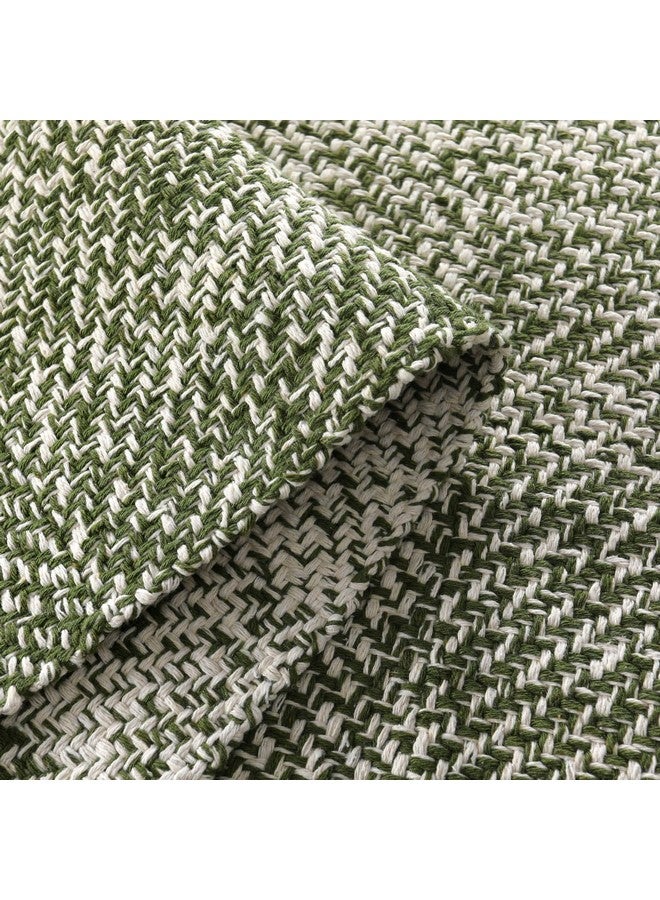 LEEVAN Washable Area Rug 4x6, Hand-Woven Cotton Living Room Rug, Green Braided Bedroom Rug, Farmhouse Indoor/Outdoor Floor Carpet for Patio, Nursery, Office, Playroom, Dining Room - Image 3