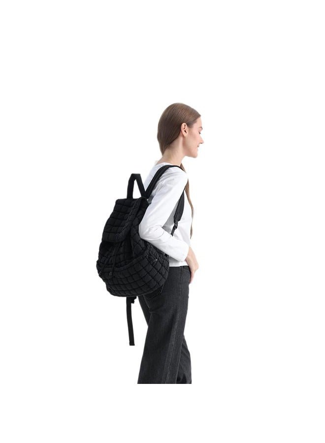 VAKAER Puffer Backpack for Women Lightweight Quilted Backpack with Drawstring Padding Daypack Backpacks for Travel Gym (Black) - Image 5