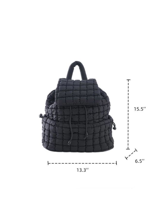 VAKAER Puffer Backpack for Women Lightweight Quilted Backpack with Drawstring Padding Daypack Backpacks for Travel Gym (Black) - Image 2