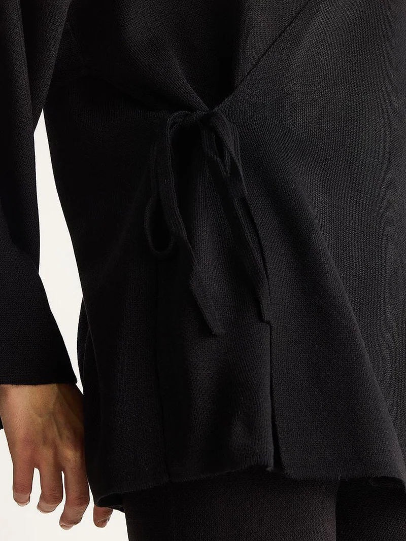 Bianco Lucci LUCCI Double Breasted Tie Blouse and Wide Leg Pants Set