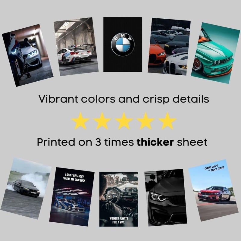 auraposter ملصقات سيارات BMW (مجموعة من 40) ملصقات سيارات BMW M1، M2، M3، M4، M5، M6 و M8 (15 × 10 سم) | ملصقات BMW سيارات رياضية غير مؤطرة مغلفة غير لامعة | لتزيين المنزل، غرفة النوم، غرفة المعيشة - Image 5