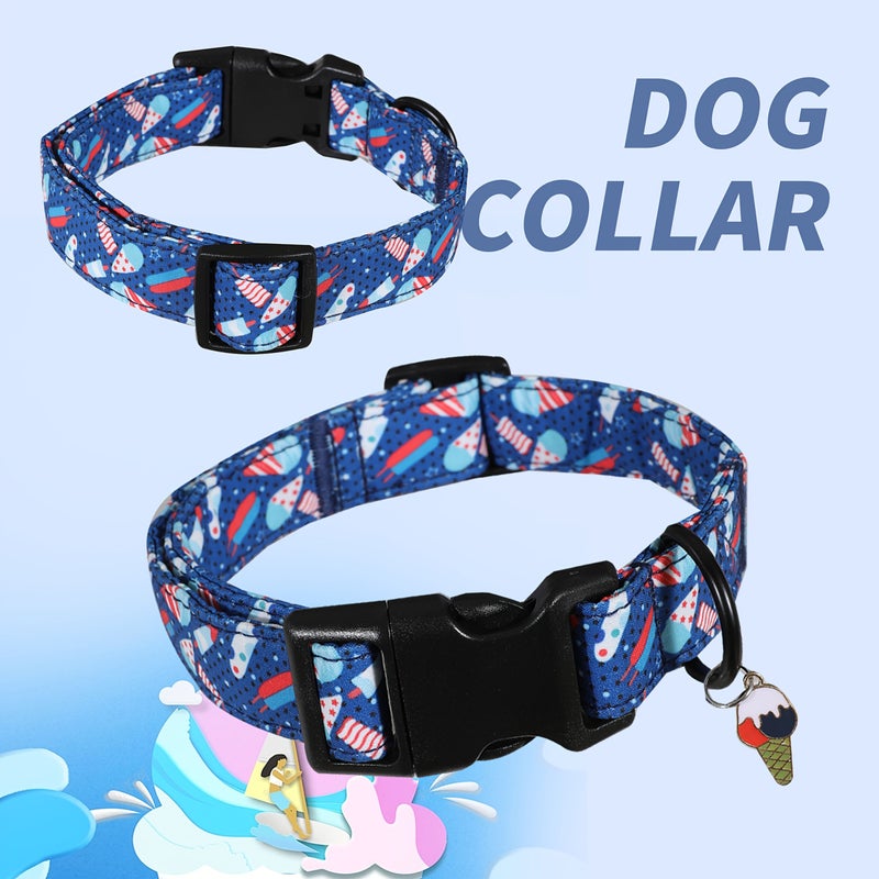 L Size Red White Blue Ice Cream Dog Collar Popsicle Print Adjustable Black Hardware - Image 4