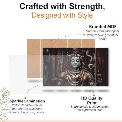 The Castle Decor Shiva Mahadev painting with frame Big Size(27x48) Wall art for living room,Bedroom,Drawing room,Hotels-Wooden Framed-Digital Painting - Image 4